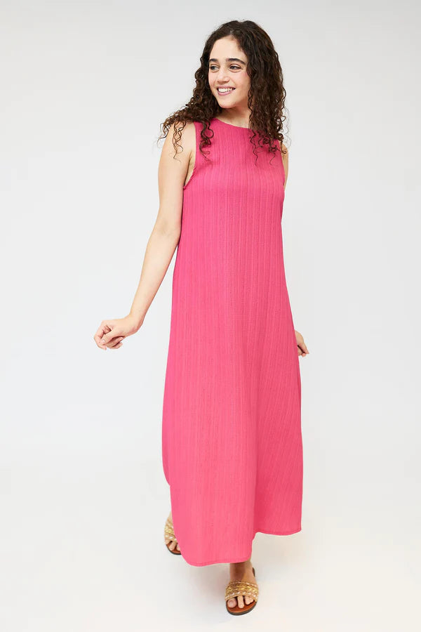 Pleated Maxi Dress- Berry Pink
