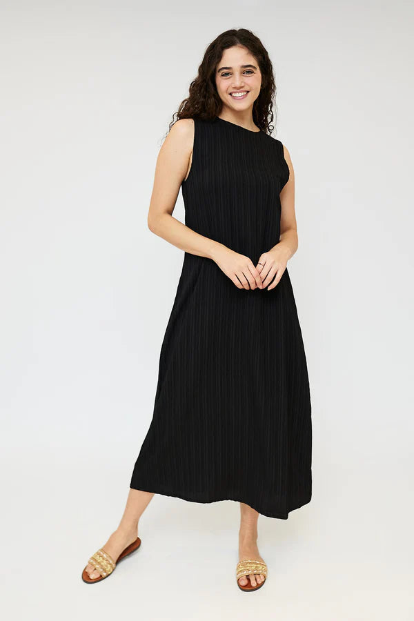 Pleated Maxi Dress-Classic Black