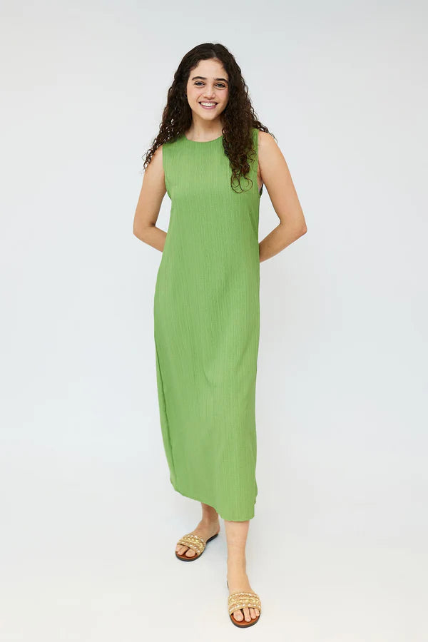 Pleated Maxi Dress-  Golden Lime