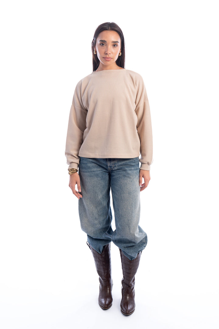 Solid Crew Neck Knitted Top